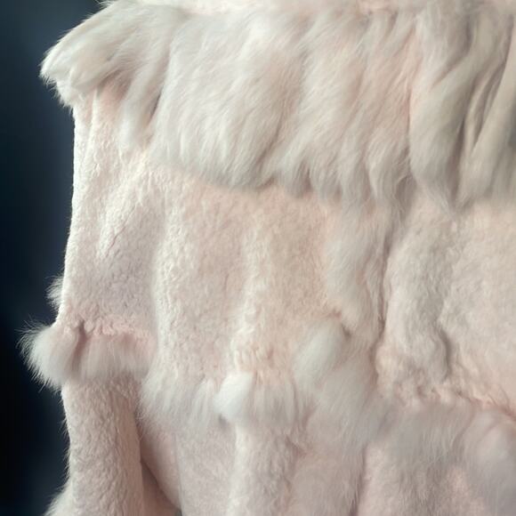 Pink 100% angora/rabbit fur open front jacket with tassels women’s XS-S - Picture 15 of 16